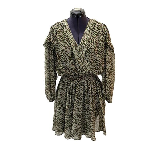 NWT NOCTURNE Dress Mini‎ Wrap Black Print Size XL - Picture 2 of 16